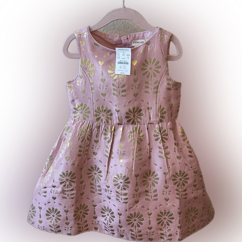 Crewcuts Pink and Gold Floral Kids Dress